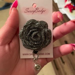 Black rose badge holder